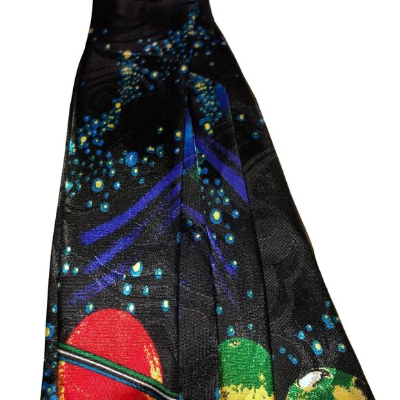 Steven Harris Hand Made Necktie; Astrological, Stars, Planets, Saturn, Silk,Tie - Picture 8 of 10